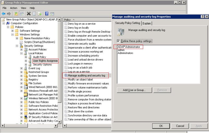 'Manage Auditing and Security Log' privilege