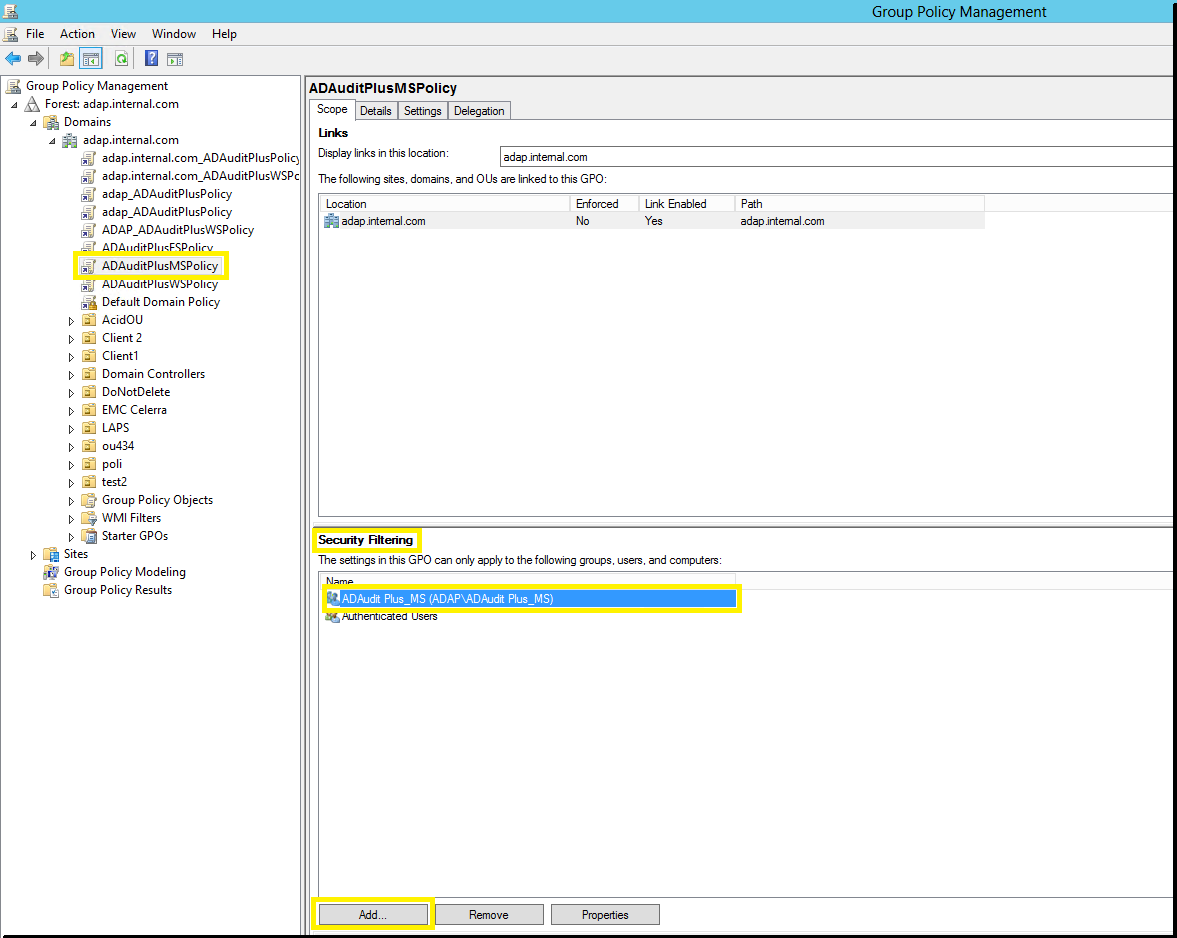 Member Server Security Filtering
          GPO